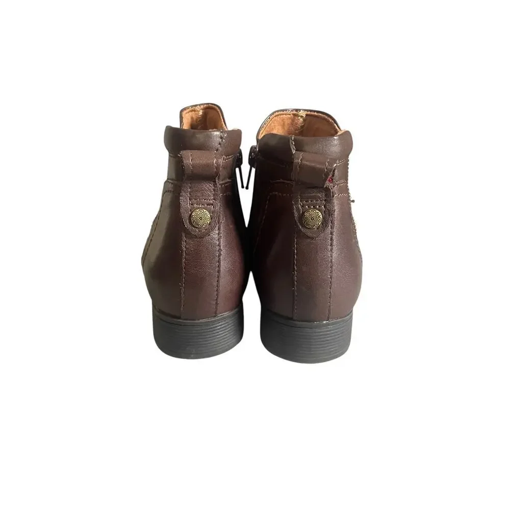 Cobb Hill Women’s 7.5 Crosbie Gore Brown Leather Ankle Boots